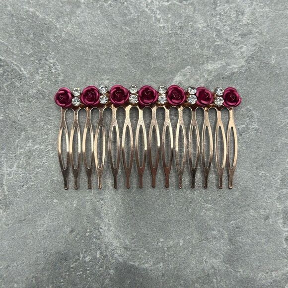 Gold Rose Floral Hair Comb Hair Pin Accessory Gift For Her main image 8